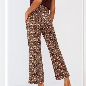Scotch & Soda Edie Tailored Wide Leg Drapey Floral Pants Trousers Orange Black